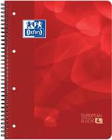 Oxford School Projectbook spiraalschrift, ft A4+, 4-gaats perforatie, geruit 5 mm, rood - thumbnail