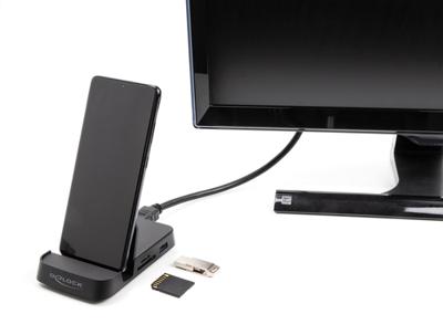 Delock 88018 USB-C, USB-A 2.0, HDMI Smartphone-dockingstation Zwart Geschikt voor: Smartphones mit USB-C Anschluss