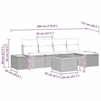 6-delige tuinset met kussens, beige poly rattan - thumbnail