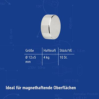 Magneet maul neodymium rond 12x5mm 4kg