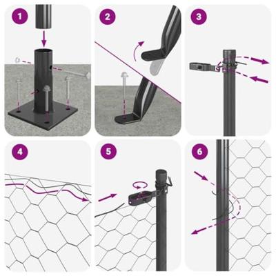 VidaXL Afrasteringspaal grijs 25 x 0,5 m (25 mm gaas) staal