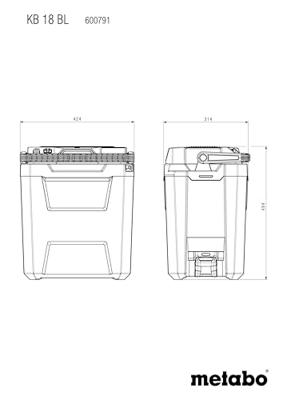 Metabo KB 18 BL Accukoelbox en -verwarmingsbox Energielabel: E (A - G) 12 V/DC, 18 V/DC, 240 V/AC Groen, Rood, Zwart 24 l 17 °C - +60 °C