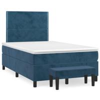 Boxspring met matras fluweel donkerblauw 120x190 cm - thumbnail