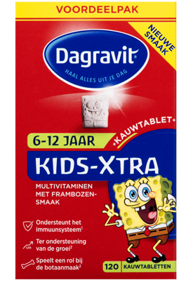 Dagravit Multi kids framboos 6-12 jaar (120 Kauwtab)