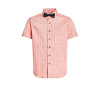 WE Fashion slim fit overhemd met afneembaar vlinderstrikje zalmroze - thumbnail