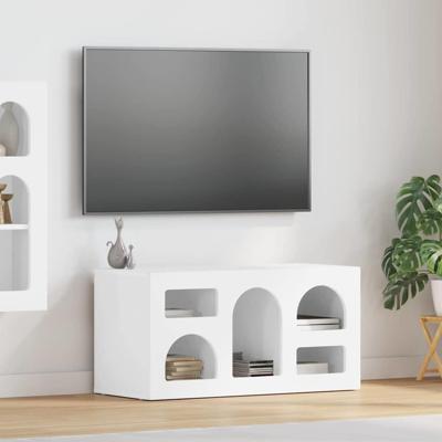 TV-kast Hoogglans wit 80 x 35 x 40 cm Bewerkt hout