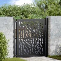 Poort met sporenontwerp 100x100 cm staal zwart - thumbnail