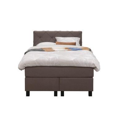 Boxspring Liv geruit - donkerbruin - 120x200 cm - vierkante poot - Leen Bakker