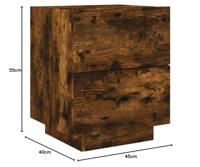 Nachtkastjes met LED 2 st bewerkt hout gerookt eikenkleurig - thumbnail