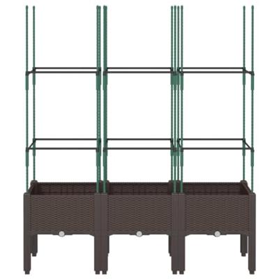VidaXL Plantenbak met latwerk 120x40x142,5 cm polypropeen bruin VidaXL Plantenbak met latwerk 120x40x142,5 cm polypropeen bruin