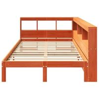 Bed met boekenkast zonder matras grenenhout wasbruin 120x190 cm - thumbnail