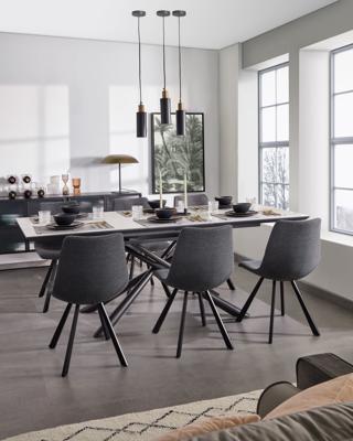 Kave Home Uitschuifbare Eettafel 'Theone' Keramiek met marmerlook, 160-210 x 90cm