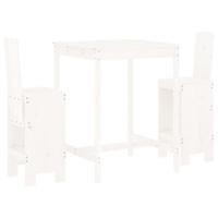 3-delige Barset massief grenenhout wit - thumbnail