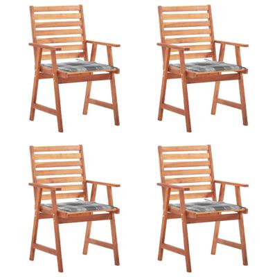 Tuinstoelen 4 st met kussens massief acaciahout