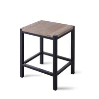 Badkamer Kruk LoooX Wooden Stool met Frame 35x30x45 cm Massief Eiken Old Grey Mat Zwart Looox - thumbnail