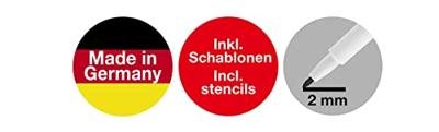 Eberhard Faber textielmarker 8 stuks in etui + 4 stencils met sjablonen