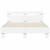Bedframe met hoofdeinde bewerkt hout wit 120x190 cm - thumbnail
