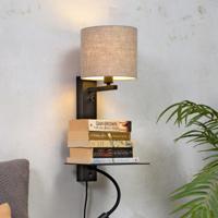 its about RoMi Wandlamp 'Florence' Met stoffen kap en leeslamp, kleur Donkerbeige - thumbnail