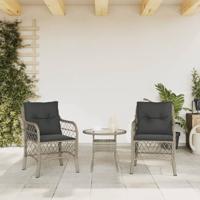 Tuinstoelen 2 st met kussens poly rattan lichtgrijs - thumbnail