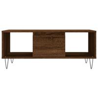 Salontafel 90x50x36,5 cm bewerkt hout bruin eikenkleur - thumbnail