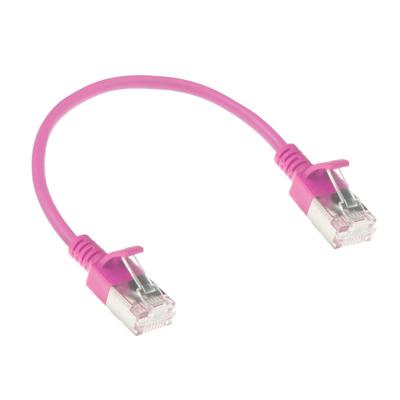 ACT DC7430 LSZH U/FTP CAT6A Datacenter Slimline Patchkabel Snagless | RJ45 Connectoren | Roze | 15 cm