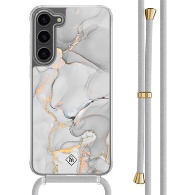Samsung Galaxy S23 Plus hoesje met grijs koord - Marmer grijs