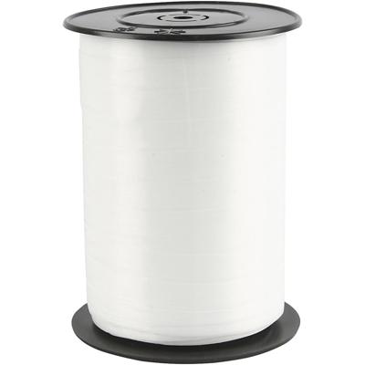 Creativ Company Cadeaulint, b: 10 mm, glossy, wit, 250 m/ 1 rol