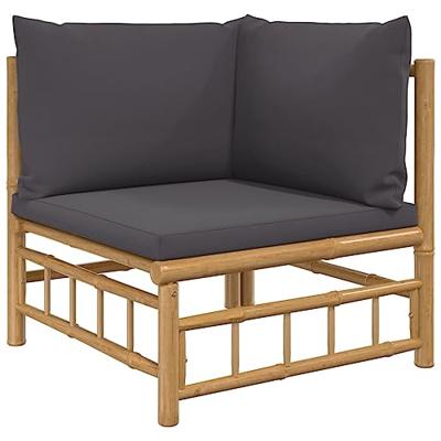 2-delige Loungeset met kussens bamboe donkergrijs - thumbnail