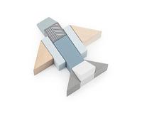 Label Label Houten blokken 50 stuks blauw - thumbnail