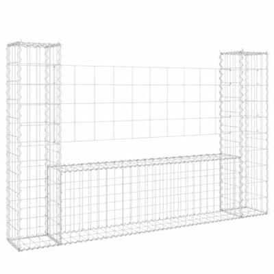 VidaXL Schanskorf u-vormig met 2 palen 140x20x100 cm ijzer