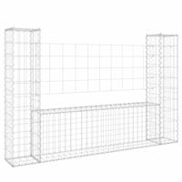 VidaXL Schanskorf u-vormig met 2 palen 140x20x100 cm ijzer - thumbnail