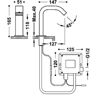 Elektronische Fonteinkraan Tres Tempo Standard Vierkant Chroom Tres