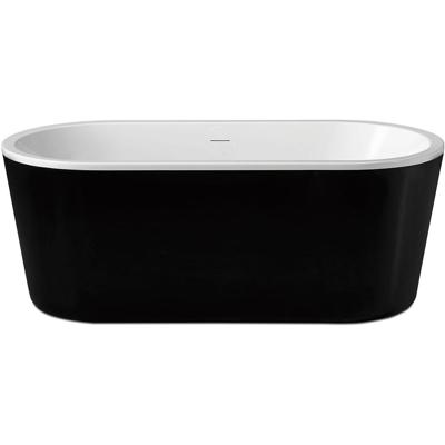 Xellanz Nero Vrijstaand Ligbad 178x80cm - Acryl Glans Wit/Zwart met Chrome Waste