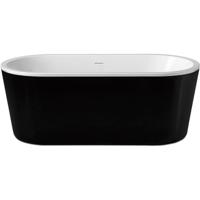 Xellanz Nero Vrijstaand Ligbad 178x80cm - Acryl Glans Wit/Zwart met Chrome Waste - thumbnail