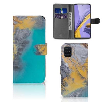 Samsung Galaxy A51 | Bookcase | Marble Blue Gold Samsung Galaxy A51 | Bookcase | Marble Blue Gold
