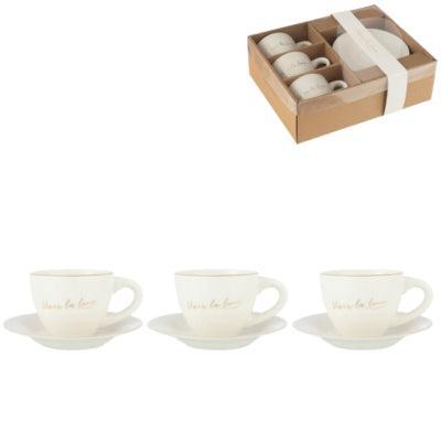 J-Line espressokopje met schotel 15 cm set van 6 | 4 stuks