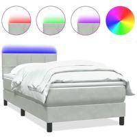 Boxspring met matras en LED fluweel lichtgrijs 90x220 cm - thumbnail