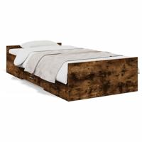 Bedframe met lades bewerkt hout gerookt eikenkleurig 75x190 cm - thumbnail
