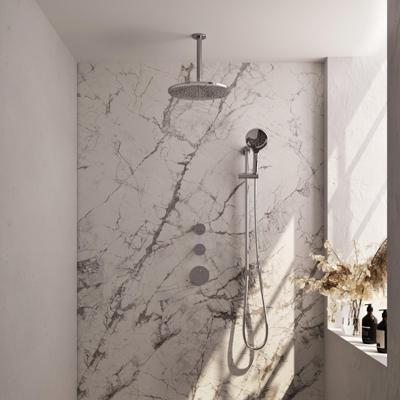 Chrome Carving thermostatische inbouw regendouche SET 24 met 30 cm douchekop en plafondarm en 3-standen handdouche