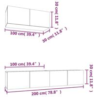 3-delige Tv-meubelset bewerkt hout betongrijs - thumbnail