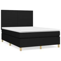 Boxspring met matras stof zwart 140x200 cm - thumbnail