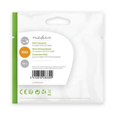 Netwerkconnector | RJ45 Male - Voor Solid Cat5 UTP-Kabels | 10 Stuks | Transparant