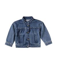 Your wishes winter jas meisjes - blauw - denim, bloem - thumbnail