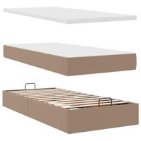 Ottomaanse bed met matras 90x200cm kunstleer cappuccinokleurig - thumbnail