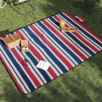 VidaXL Picknickkleed opvouwbaar strepen 200x150 cm fluweel blauw rood - thumbnail