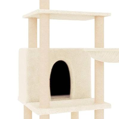 VidaXL Kattenmeubel met sisal krabpalen 132 cm crèmekleurig VidaXL Kattenmeubel met sisal krabpalen 132 cm crèmekleurig