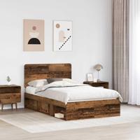 Bedframe met hoofdeinde Oudhout 135 x 190 cm Massief grenenhout - thumbnail