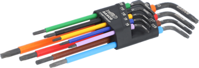 Bahco torx sleutelset t8 - t40 stiftsleutels, torx®, lang, gefosfateerd, gekleurd, metrisch - 9-delig - c1997torx/9p