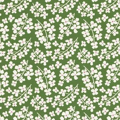 Cadeaupapier - Geschenkpapier - Daisy green on white ribbed 70 cm