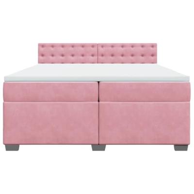 Boxspring met matras fluweel roze 200x200 cm